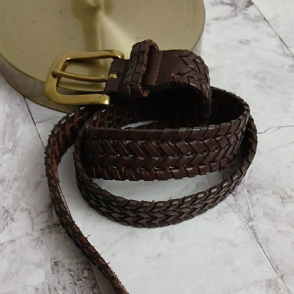 Brown Woven Leather Belt